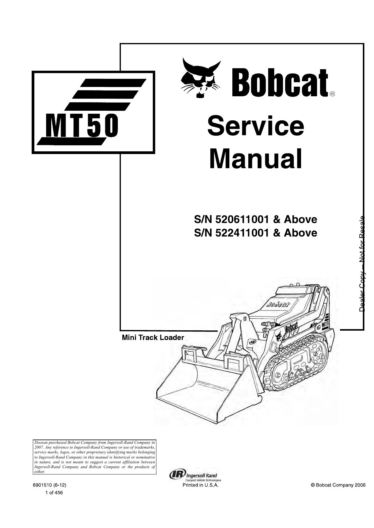 MT50 Loader Service Manual Bobcat